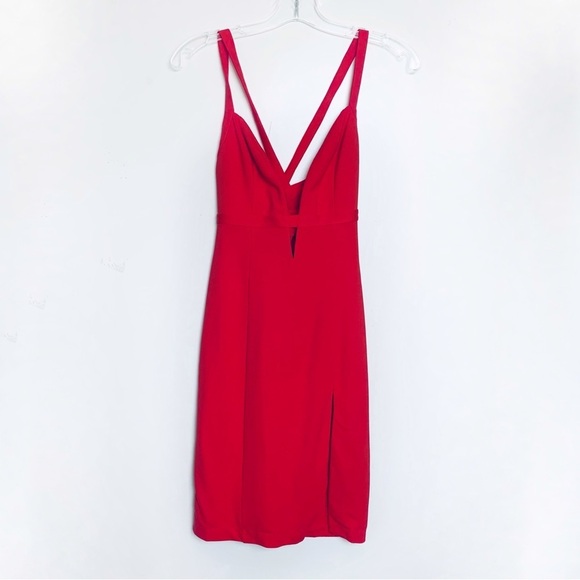 NBD Revolve Slit Leg Dress in Red - Picture 3 of 7